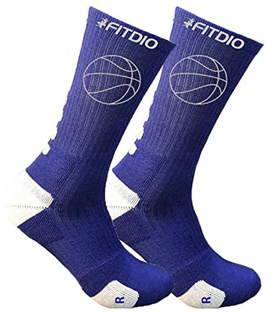 Hoop Stride Crew Compression Athletic Sports Socks (Blue & Gray)