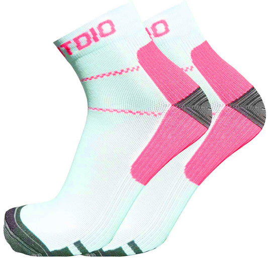 Active Comfort Quarter Length Compression Socks (White & Pink)