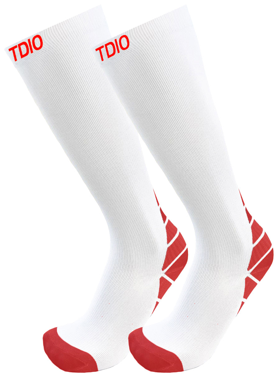 Fusion Performance Knee High Compression Socks (White/Red)